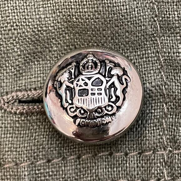 International Concepts INC Military Style Jacket 100% Linen Button Up Green Sz L - Picture 8 of 15